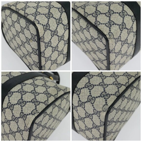 GUCCI GG Supreme Sherry Line Hand Bag PVC Navy Gold Red 40 02 006 Auth sw1342 - Picture 14 of 15